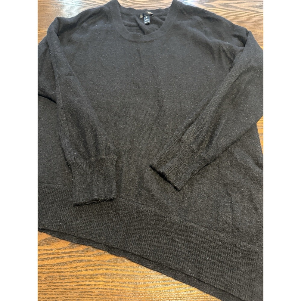 Aqua Cashmere Womens L Black Asymmetrical Side Slit Sweater Quiet Luxury Knit - Picture 16 of 16